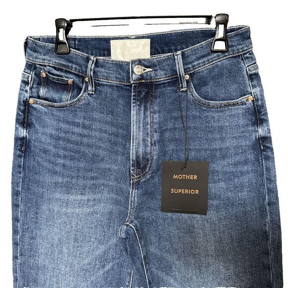 NWT Mother Superior Insider Crop Step Fray Size 30 Blue Straight Leg Jeans NEW - Picture 12 of 12